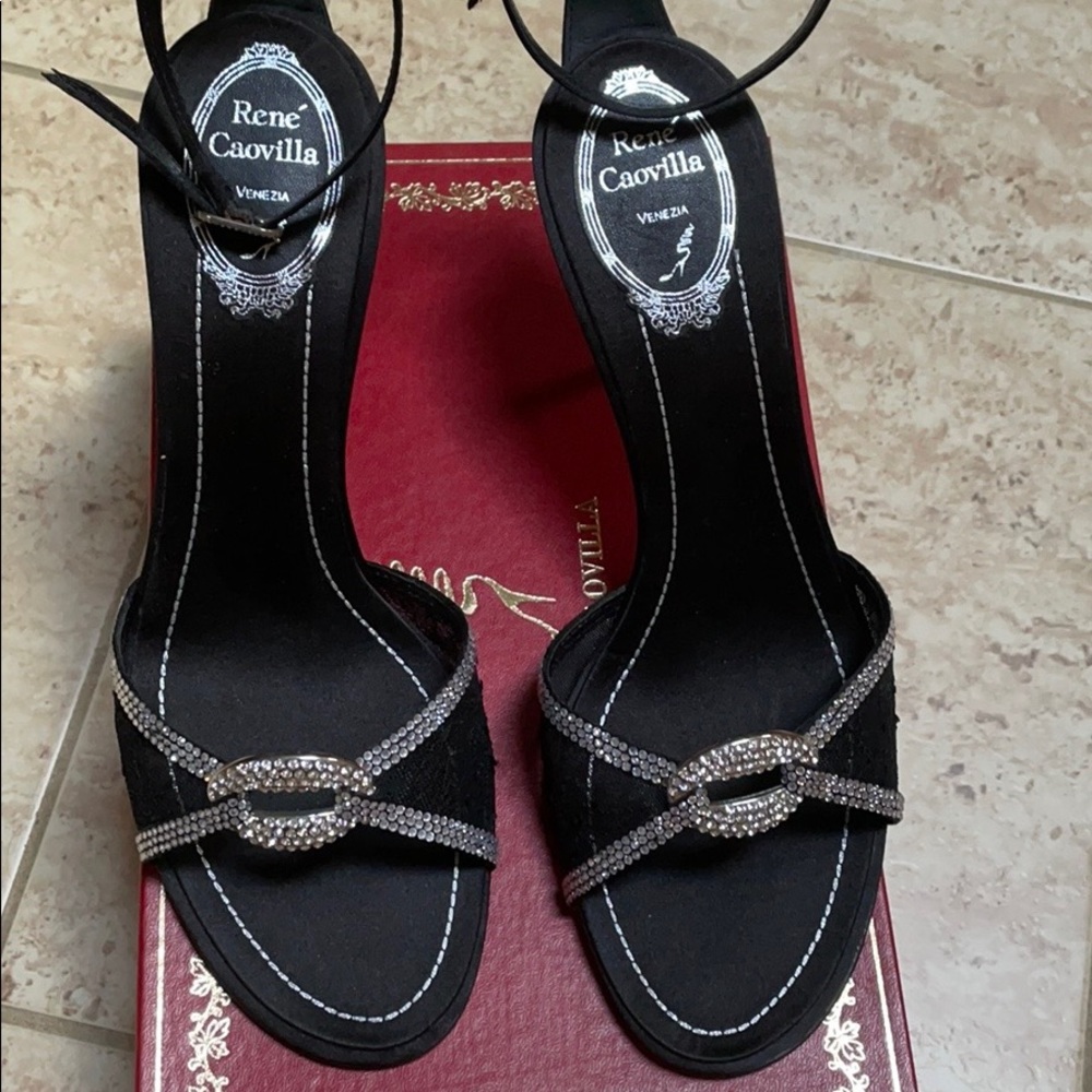 Rene Caovilla lace and crystal sandals